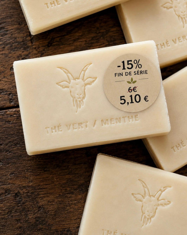 Savon au lait de nos chèvres thé vert/menthe 80 gr